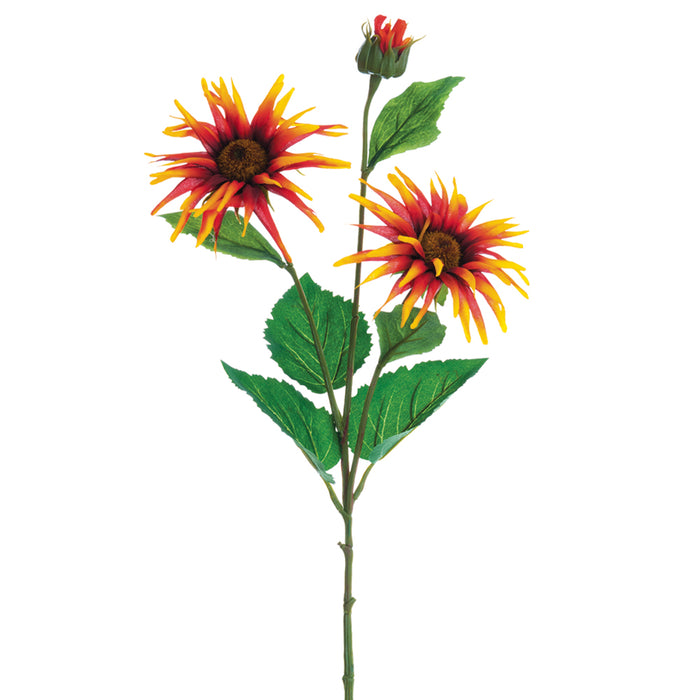 29" Sunflower Silk Flower Stem -Orange/Flame (pack of 12) - FSS291-OR/FL