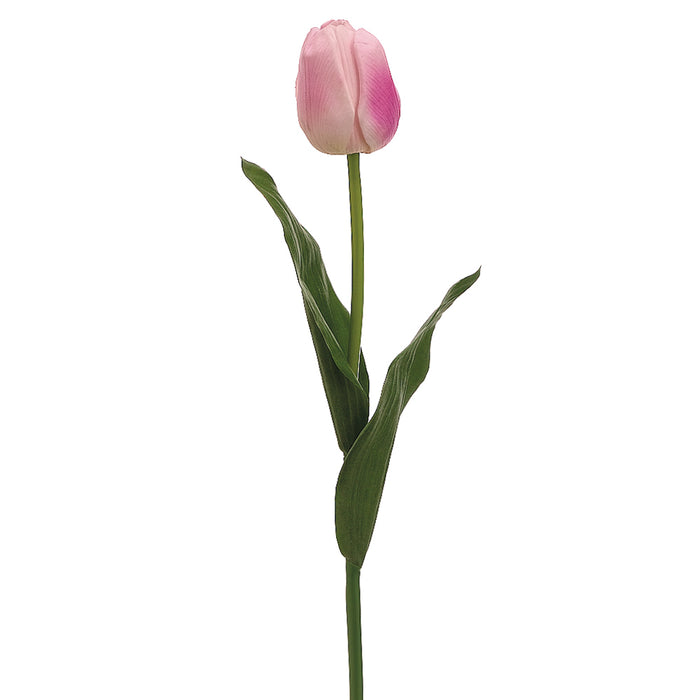 24" Real Touch Tulip Silk Flower Stem -Pink (pack of 12) - FST502-PK
