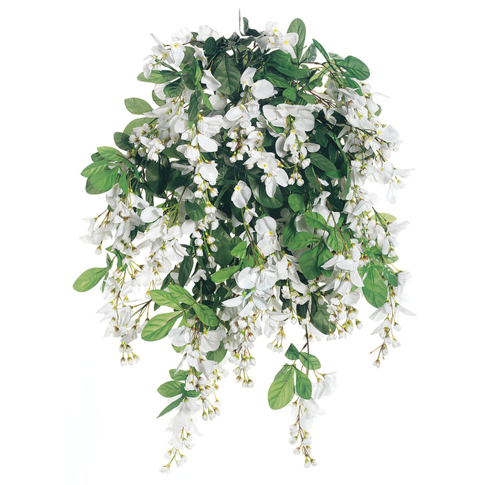 31" Silk Wisteria Hanging Flower Bush -White (pack of 4) - FW340-WH