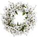 24" Silk Dogwood & Pussy Willow Flower Hanging Wreath -White (pack of 2) - FWX061-WH