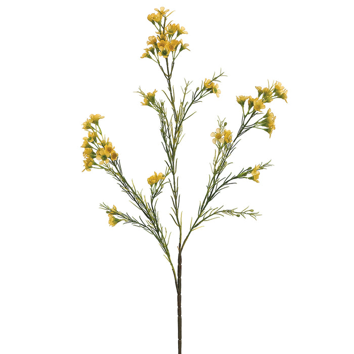 27" Silk Waxflower Flower Spray -Yellow (pack of 12) - GSW121-YE