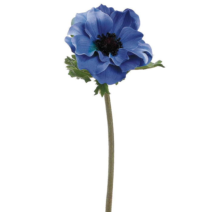 15" Silk Anemone Flower Spray -Blue (pack of 12) - GTA012-BL