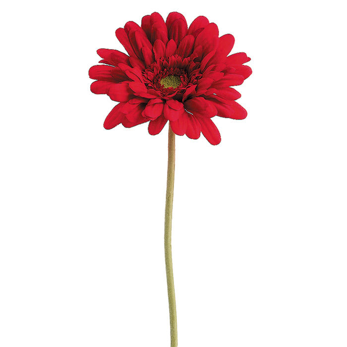 21.5" Silk Medium Gerbera Daisy Flower Spray -Red (pack of 12) - GTD572-RE