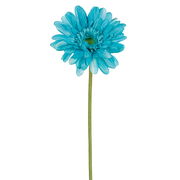 21.5" Silk Medium Gerbera Daisy Flower Spray -Turquoise (pack of 12) - GTD572-TQ