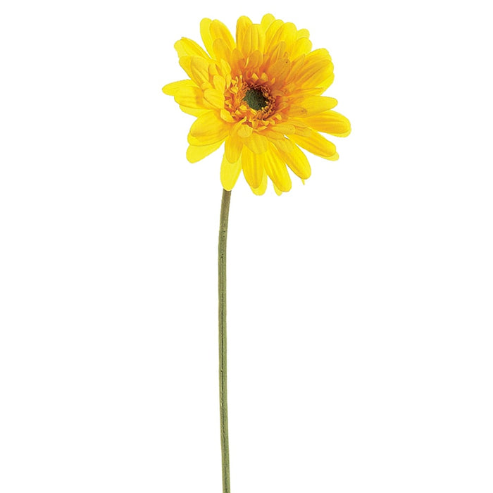 21.5" Silk Medium Gerbera Daisy Flower Spray -Yellow (pack of 12) - GTD572-YE