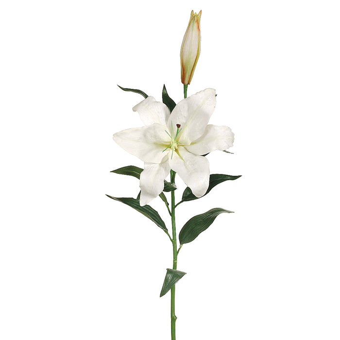36" Silk Real Touch Casablanca Lily Flower Spray -White (pack of 12) - GTL170-WH