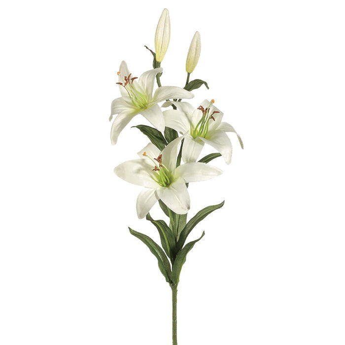 28" Silk Garden Lily Flower Spray -White (pack of 12) - GTL386-WH