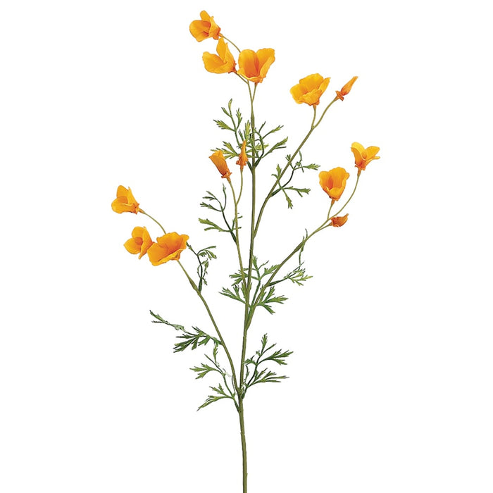 26" Silk Mini California Poppy Flower Spray -Yellow (pack of 12) - GTP020-YE