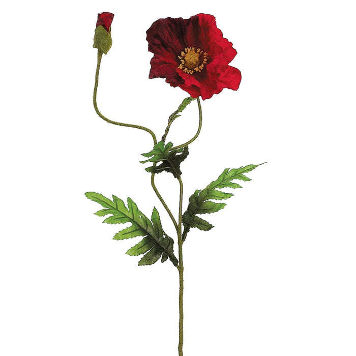 28" Silk Poppy Flower Spray -Red/Brick (pack of 12) - GTP103-RE/BC