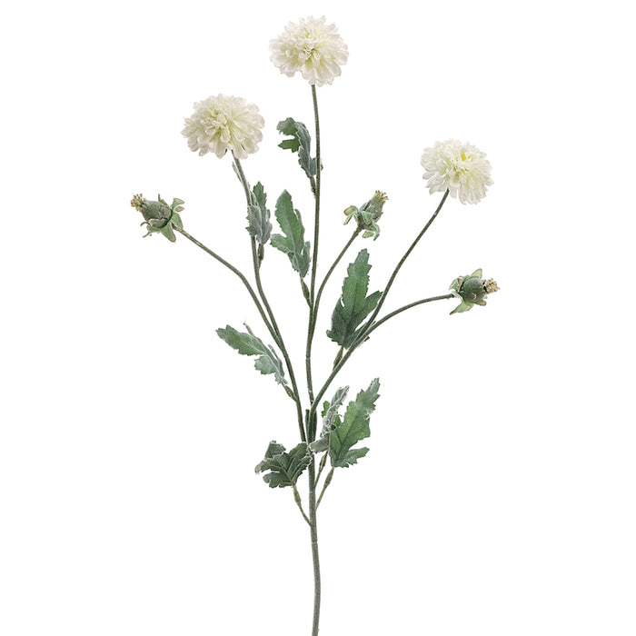 28" Silk Pompon Mum Flower Spray -White (pack of 12) - GTP815-WH