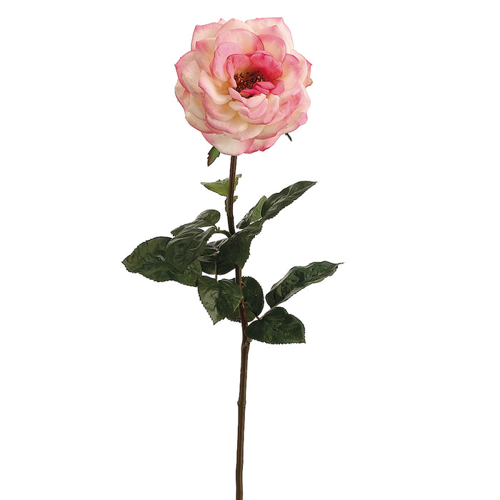 27" Silk Real Touch Orlane Rose Flower Spray -Cream/Pink (pack of 12) - GTR282-CR/PK