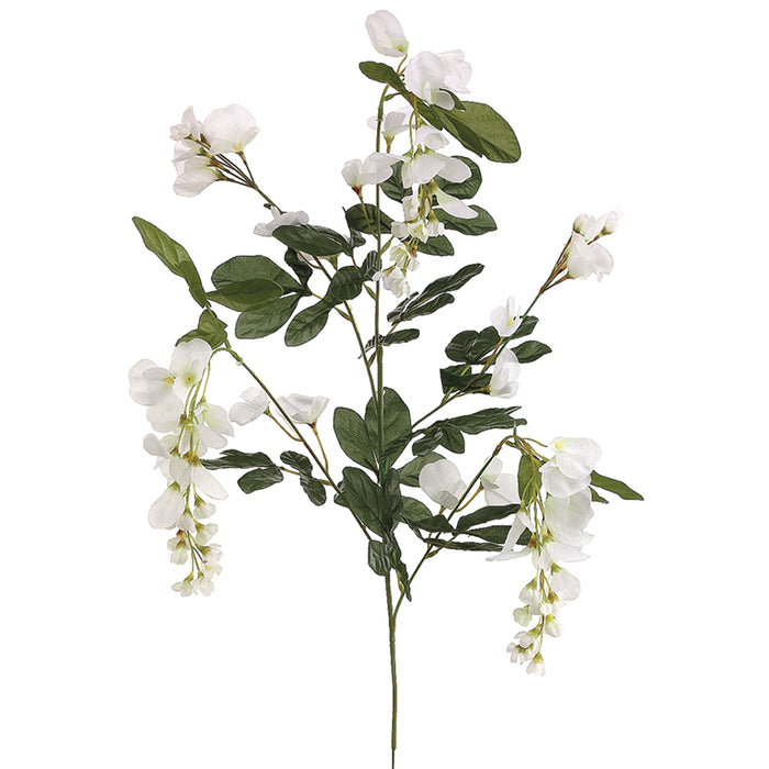 33" Silk Wisteria Flower Spray -White (pack of 12) - GTW810-WH