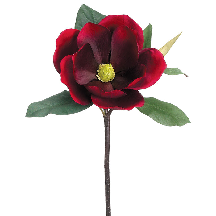 17" Handwrapped Magnolia Silk Flower Stem -Red (pack of 12) - HKM223-RE
