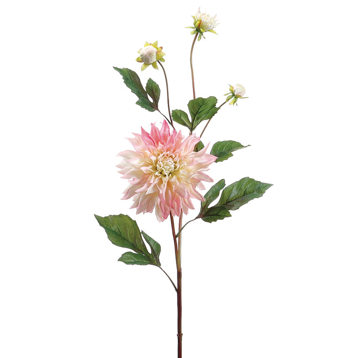 37" Handwrapped Silk Garden Dahlia Flower Spray -Pink/Cream (pack of 12) - HSD615-PK/CR