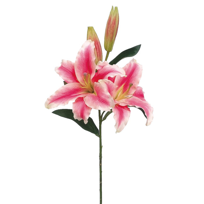 36.5" Handwrapped Silk Casablanca Lily Flower Spray -Cerise/Pink (pack of 12) - HSL185-CE/PK