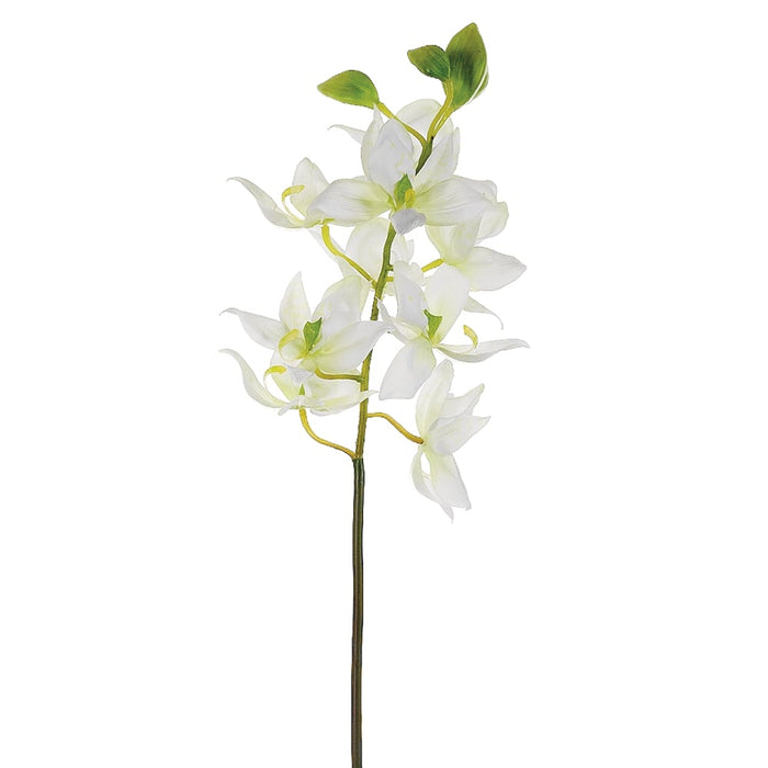 24" Handwrapped Silk Swan Orchid Flower Spray -Cream/Green (pack of 12) - HSO189-CR/GR