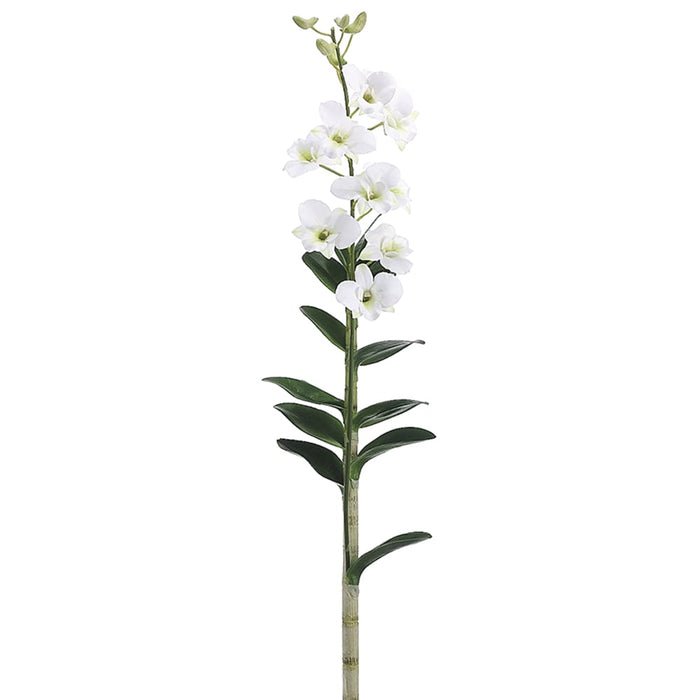 45" Handwrapped Silk Dendrobium Orchid Flower Spray -White (pack of 2) - HSO222-WH