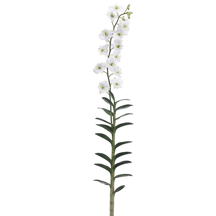 59" Handwrapped Silk Dendrobium Orchid Flower Spray -White (pack of 2) - HSO224-WH