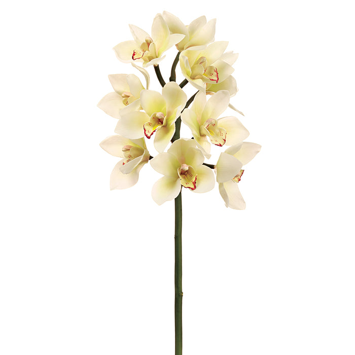 23" Handwrapped Cymbidium Orchid Silk Flower Stem -White (pack of 12) - HSO502-WH