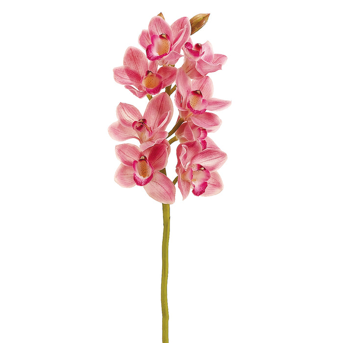 28.5" Handwrapped Silk Cymbidium Orchid Flower Spray -Rubrum (pack of 6) - HSO921-RB