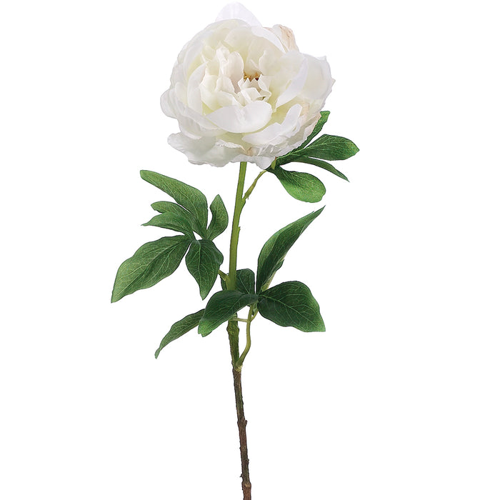 22" Handwrapped Silk Peony Flower Spray -White (pack of 12) - HSP771-WH