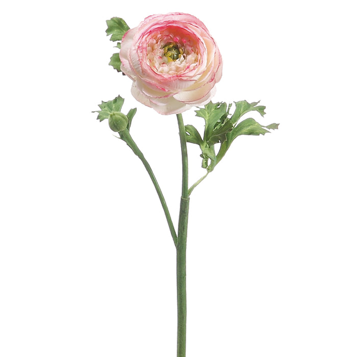 13" Handwrapped Silk Ranunculus Flower Spray -Pink/Cream (pack of 12) - HSR600-PK/CR