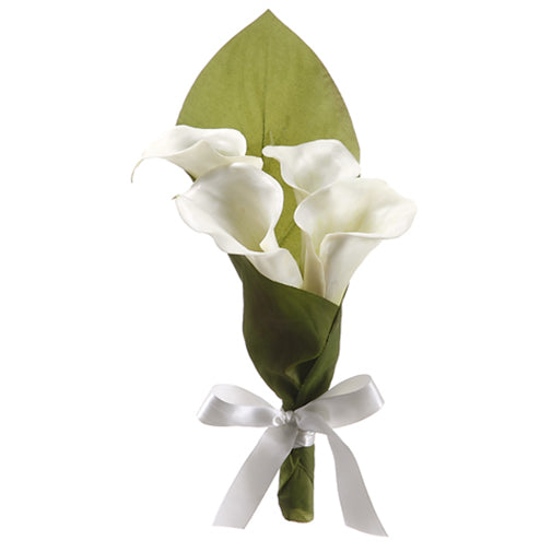 10" Handwrapped Calla Lily Flower Girl Silk Flower -Cream (pack of 12) - HZL305-CR/GR
