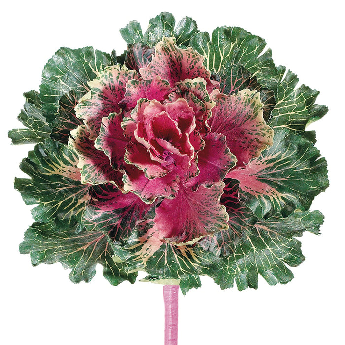 11" Artificial Large Japanese Cabbage Spray Pick -Burgundy (pack of 6) - JTC077-BU