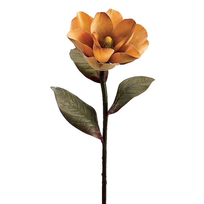 34" Handwrapped Silk Magnolia Flower Spray -Light Mustard (pack of 6) - JTM050-MD/LT
