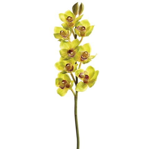 28" Handwrapped Silk Cymbidium Orchid Flower Spray -Green/Burgundy (pack of 6) - JTO182-GR/BU