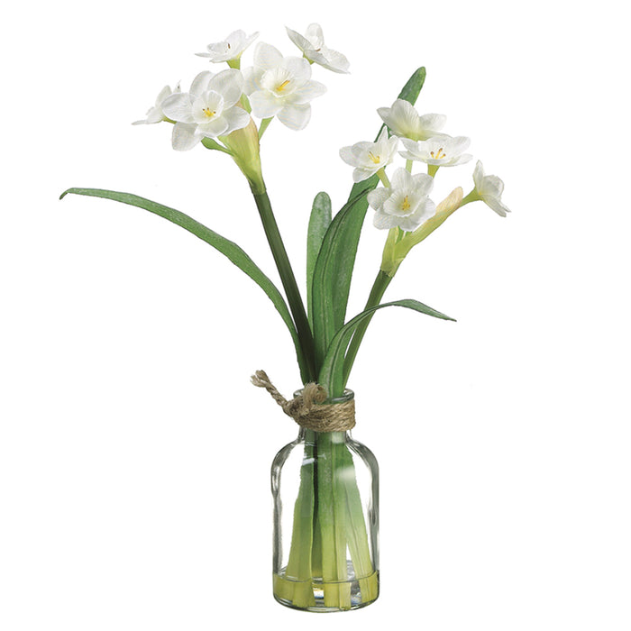 11" Daffodil Silk Flower Arrangement -White (pack of 12) - LFG526-WH