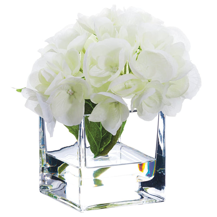 5.5" Hydrangea Silk Flower Arrangement -White (pack of 4) - LFH355-WH