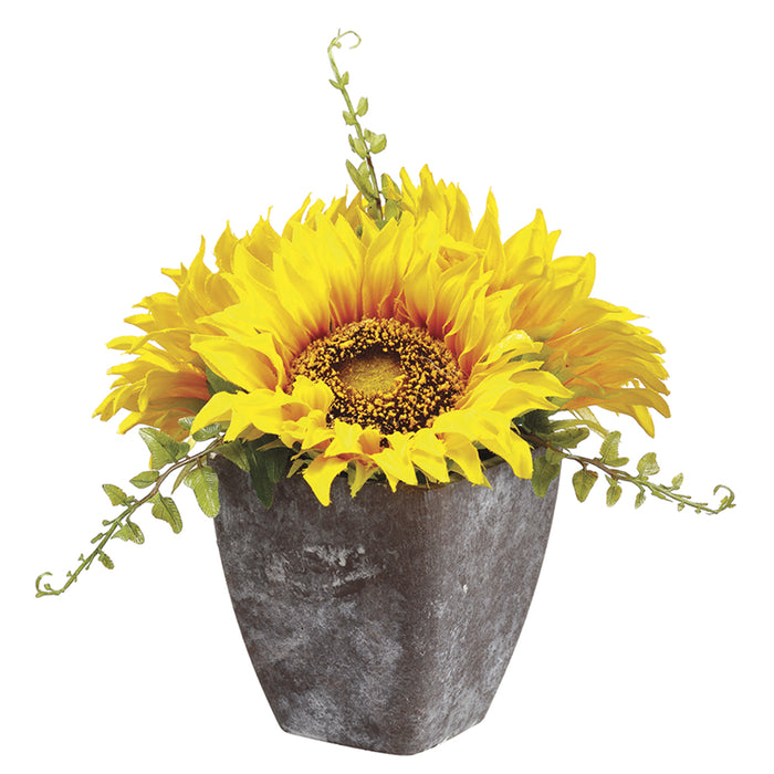 6.5" Sunflower Silk Flower Arrangement -Yellow (pack of 6) - LFS439-YE