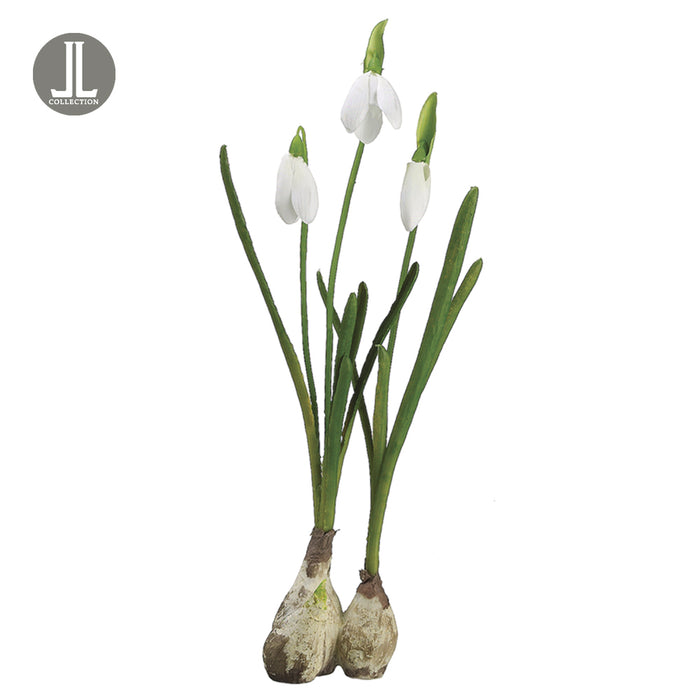 10" Handwrapped Standing Snowdrop w/Bulb Silk Flower Arrangement -White (pack of 24) - LHA432-WH