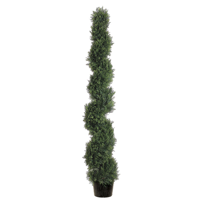 6' Cedar Spiral Artificial Topiary Tree w/Pot Indoor/Outdoor - LPC816-GR