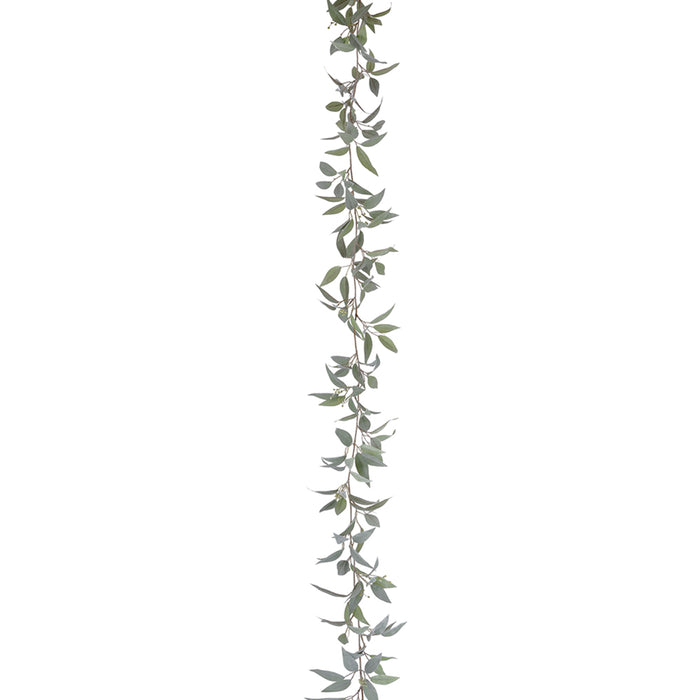 6' Seeded Eucalyptus Leaf Silk Garland -Frosted Green (pack of 6) - PGE305-GR/FS