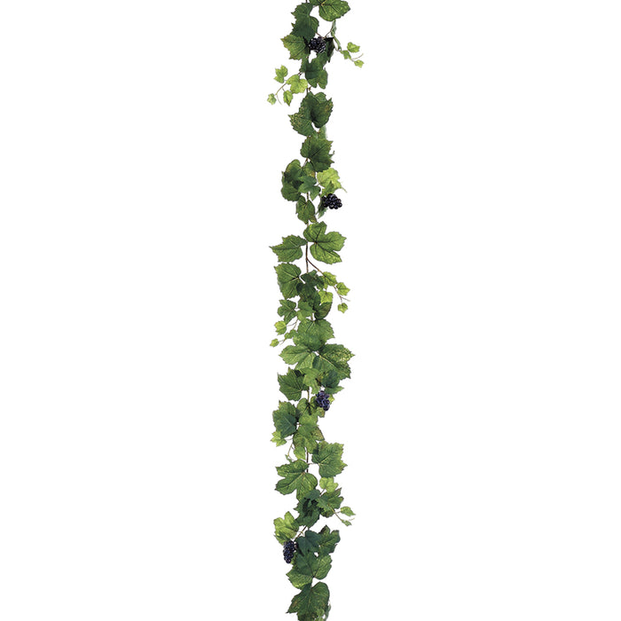 6' Grape Leaf w/Berries Silk Garland -2 Tone Green (pack of 6) - PGG892-GR/TT