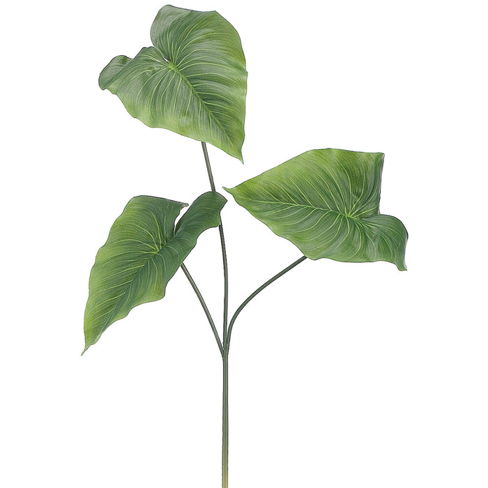 24" Silk Anthurium Leaf Stem -Green (pack of 12) - PSA012-GR