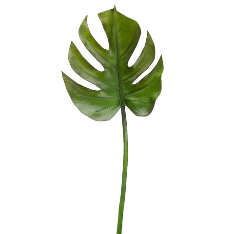 23" Silk Split Philodendron Monstera Leaf Stem -Green/Burgundy (pack of 12) - PSL105-GR/BU
