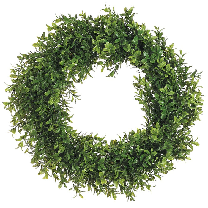 17" Artificial Boxwood Hanging Wreath -2 Tone Green (pack of 6) - PWB323-GR/TT
