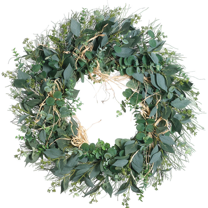 24" Eucalyptus Silk Hanging Wreath -Green (pack of 4) - PWE228-GR