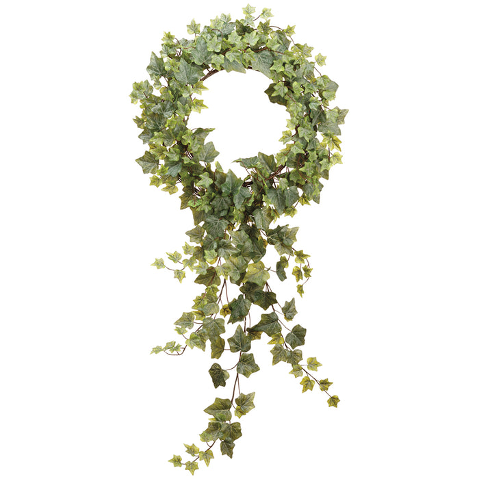 36"x22" Silk Hedera Ivy Hanging Wreath w/Trailer -Frosted Green (pack of 2) - PWI601-GR/FS