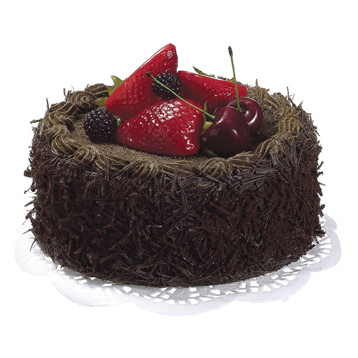 6"Wx2"H Artificial Chocolate Cake w/Berry -Chocolate (pack of 6) - VTC434-CX