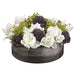 8" Rose, Queen Anne's Lace & Grass Silk Flower Arrangement -White/Purple - WF1985-WH/PU