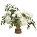 19" Rose, Peony & Miller Fern Silk Flower Arrangement -White - WF1988-WH