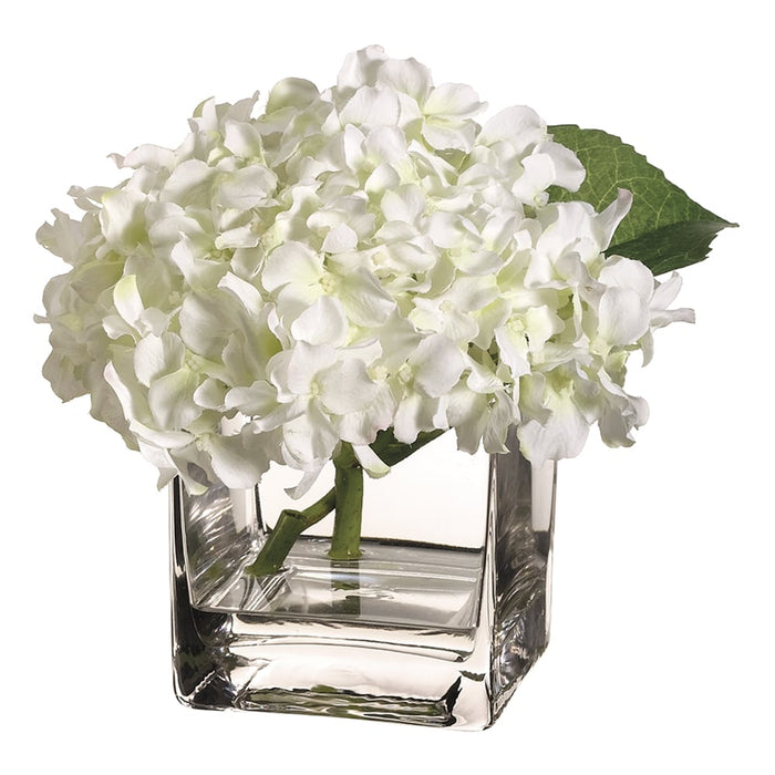 7"Hx7"W Hydrangea Silk Flower Arrangement -White (pack of 2) - WF3395-WH
