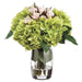 12"Hx12"W Hydrangea & Rose Silk Flower Arrangement -Pink/Green - WF9001-PK/GR