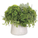 14"Hx18"W Pompom, Fern & Lamb's Ear Silk Flower Arrangement -Green - WF9107-GR