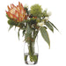 16"Hx15"W Protea, Eucalyptus & Wolly Silk Flower Arrangement -Orange/Green - WF9810-OR/GR