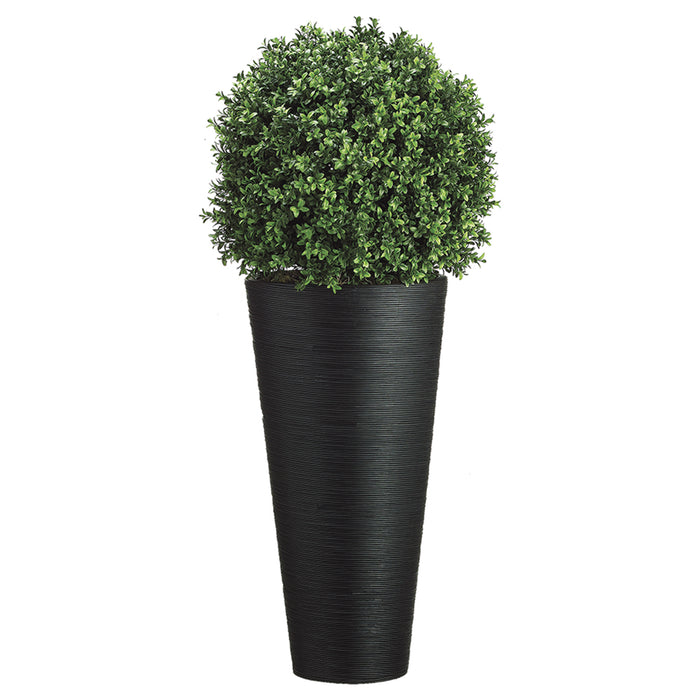 3'8" Boxwood Ball-Shaped Artificial Topiary Tree w/Bamboo Container - WP7667-GR